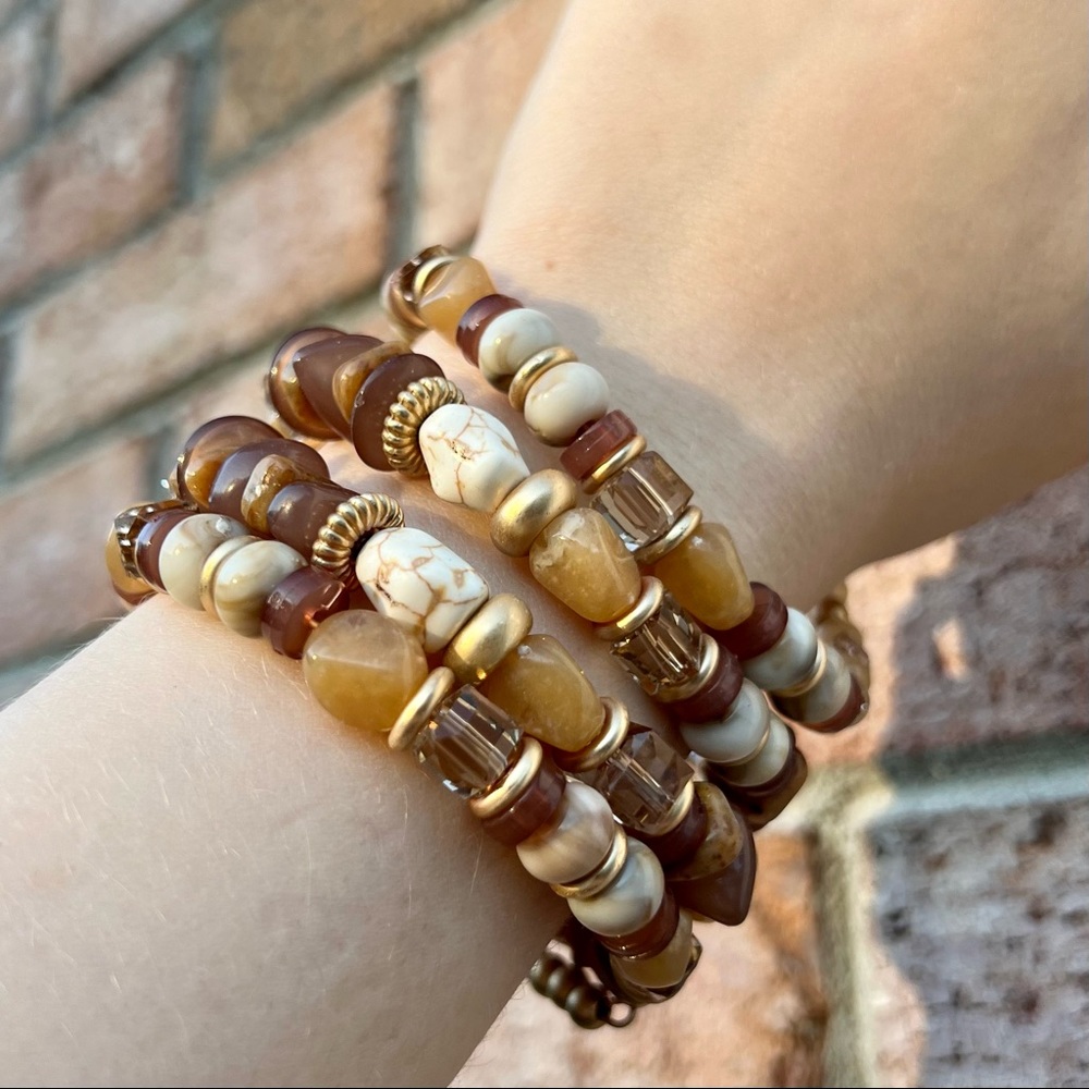 Earth-tone Beaded Wrap Bracelet - Picture 1 of 4